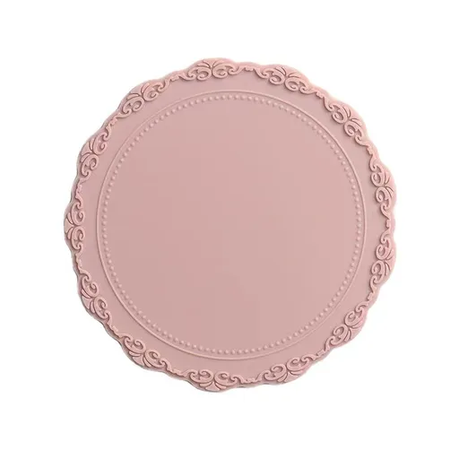 Round Silicone Placemats Vintage Decorative Dish Mats Waterproof Heat Resistant Non-Slip Placemats for Dining Table