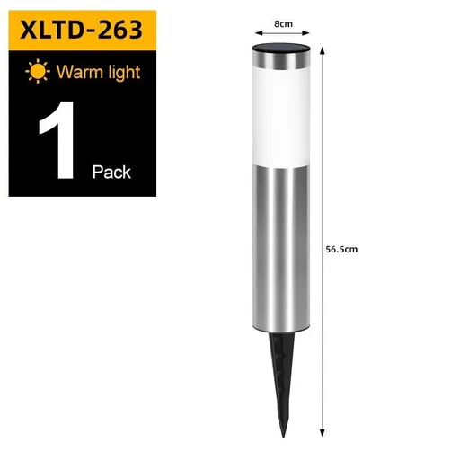 solar lawn lights, stainless steel outdoor lights, 3-LED garden lights, waterproof outdoor lights, modern outdoor lighting, cylindrical solar lights, Australian outdoor lights - Silver - toned warm light - Size 1PCS