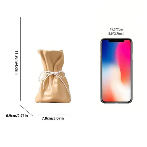 Yellow And White Chic Money Bag Inspired Vase - Modern Resin Decorative Flower Holder & Tabletop Accent(Use the mobile phone as a reference for size)