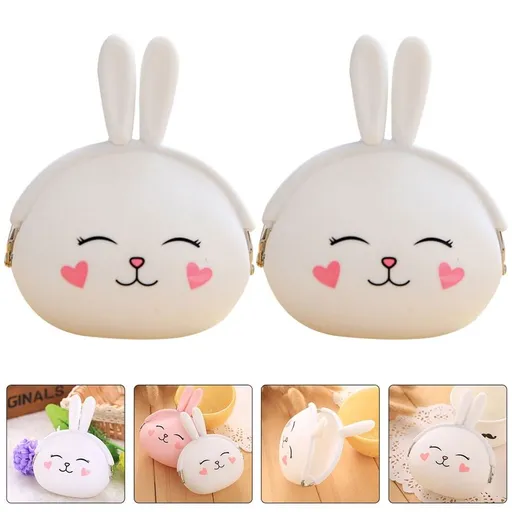 Adorable Rabbit Coin Purse for Women Made of Silicone Perfect for Storage White Compact Size