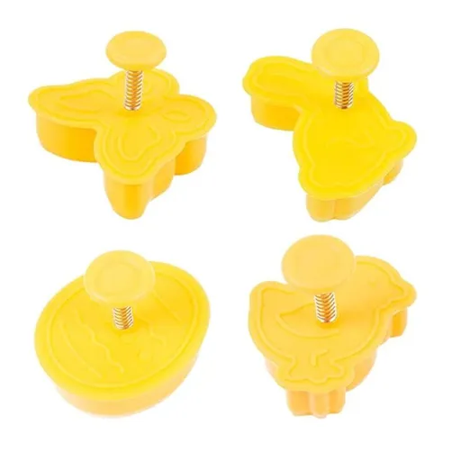 4Pcs Halloween Cookie Moulds, 3D Halloween Mould Stamp Cookie Cutter with Plunger Stamp, DIY Baking Mould Halloween Cookie