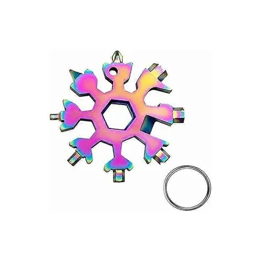 18-in-1 Snowflake Multi Tool Stainless Steel Pocket EDC Hex Wrench Screwdriver Bottle Opener Keychain Repair Tool - Black