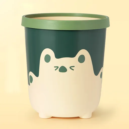 Trash Can Wastebasket Recycle Bin Cute Bear Pattern Large Capacity for Bathroom Bedroom Kitchen Living Room Large Yellow
