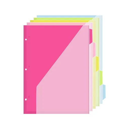 File Folder with Double-Insert Transparent Pocket (3-Hole Type) 5 Color Divider Page Us Standard Folder Double Bag Storage Book Storage Device a Good Helper of Documents One Size B