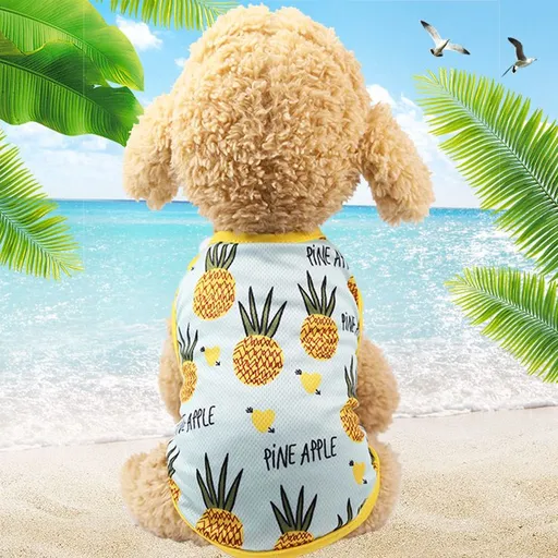 Dog Cat Vest Skirt Striped Mesh Summer Vest-Pineapple M (bust 40CM recommended weight 2.50 kg-3.50 kg