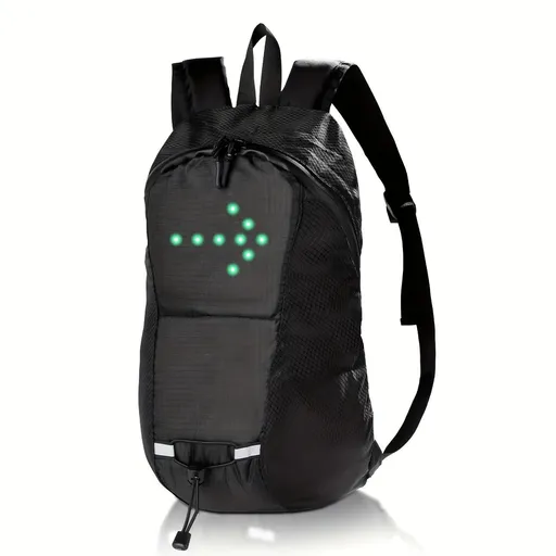 15L Backpack with USB Charging & Smart LED Turn Signals, Waterproof Cycling Commuter Daypack, Lightweight Nylon, Safety Reflective(black)