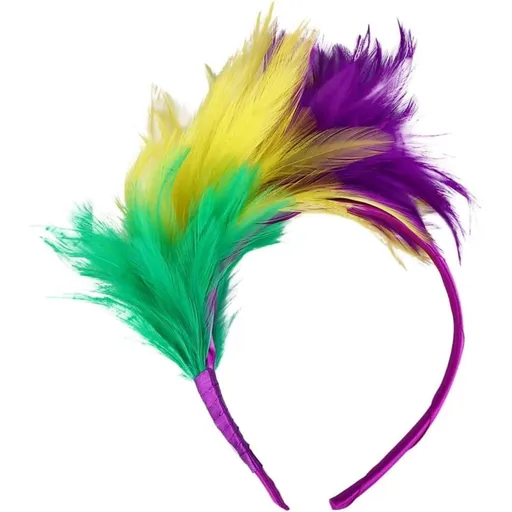 Vintage Plume Headwear Headband Fascinator for Women, Party Multi Green Yellow Purple Colorway for Outings and Dances