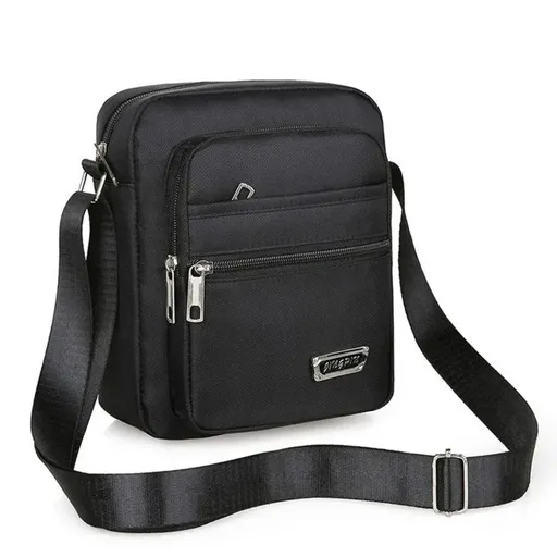 Mens Crossbody Shoulder Bag Travel Messenger Bag Casual Handbag for Boys and Men - Black-6 zippers
