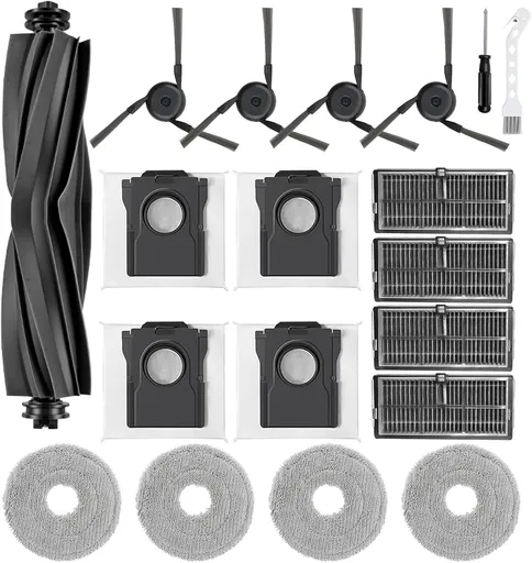 X40 Ultra Accessories Kit for Dreame L40 Ultra,X40 Master& MOVA P10/P50 Pro Ultra Replacement Parts-1 Roller Brushes,4 Mop Pads,4 Dust Bags,4 Filters,4 Side Brushes,1 Clean Tools,1 Screwdriver -19Pack