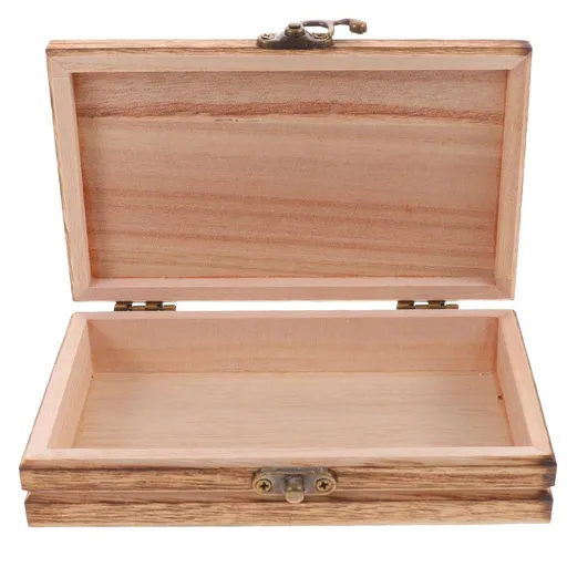 Light Brown Wooden Keepsake Storage with Lid, Wood Case for Organiz Sundries and Small Items