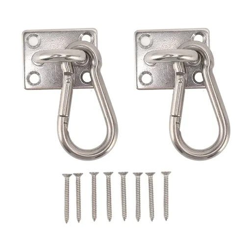 200kg Outdoor Swing Hook Set with Square Door Buckle Spring Hook 304 Stainless Steel Hammock Hook Set for Porch Yoga