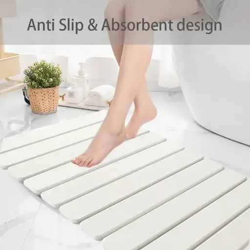 Natural Diatomaceous Earth Folding Mat: Instant Absorption, Quick Dry & Non-Slip for a Dry, Safe Home/WHITE