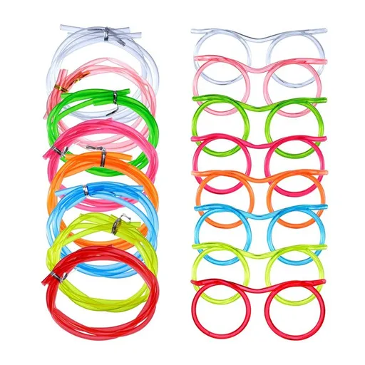 10 Piece Silly Straw Glasses Eyeglasses Straws Crazy Fun Loop Straws Novelty Drinking Eyeglasses Straw Multi Color
