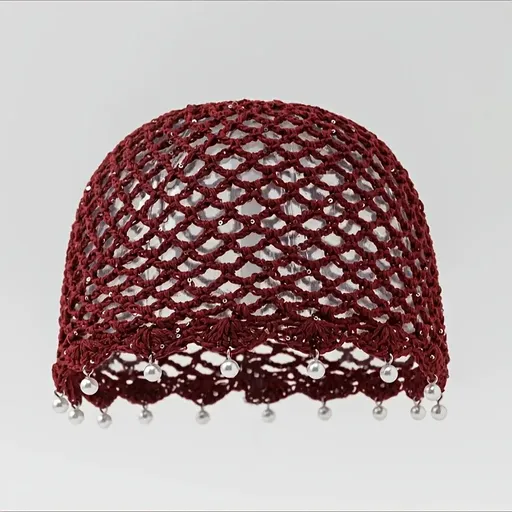 Bohemian Pearl Tassel Turban Headband – Hand-Woven, Breathable & Lightweight, Literary & Versatile, Brightens Up Your Summer Look.(wine red)