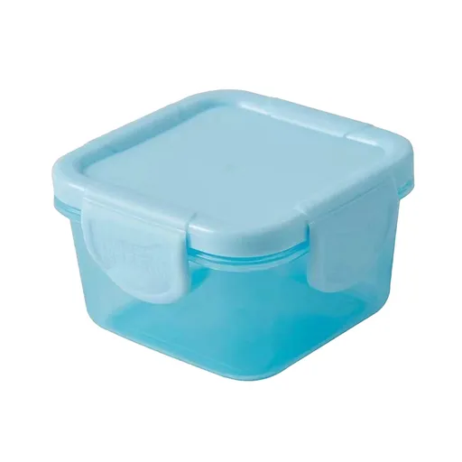 Mini Fresh Food Storage Container with Lid, Square Box for Snacks and Portions, Leak-Proof Silicone Seal, Microwave, Light Blue, 6x6x4 cm