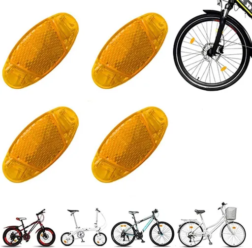 4 Piece Orange Bicycle Wheel Spoke Reflector Set for Night Safety