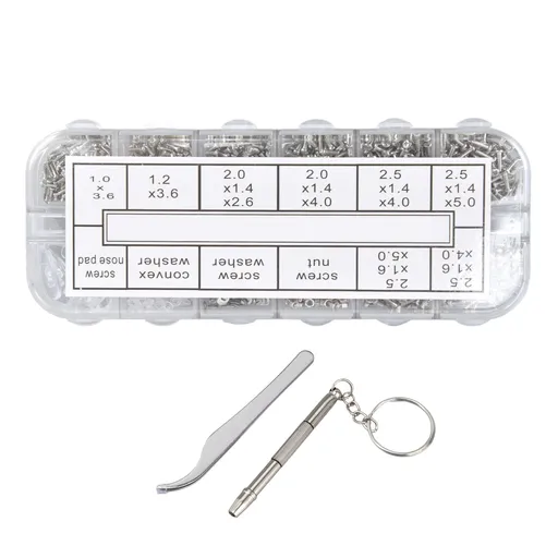 Glasses Repair Kit Eyeglass Screws Set with Nut Screwdriver Tweezer for Cellphone Tablet Watch Clock Glasses