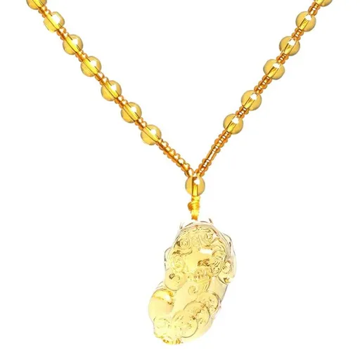 Glass Citrine Pixiu Pendant Necklace Citrine three money brave naked pendant