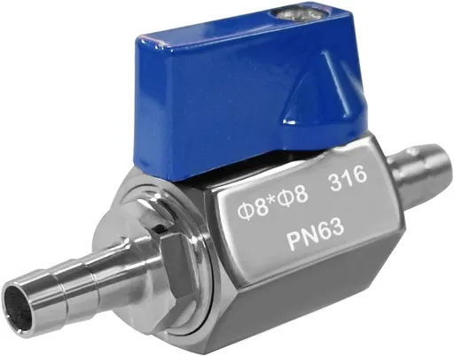 5/16" Hose ID Barb Ball Valve 316 Stainless Steel Mini Shut Off Valve for Marine Water Gas Fuel Drip Irrigation and Aquarium