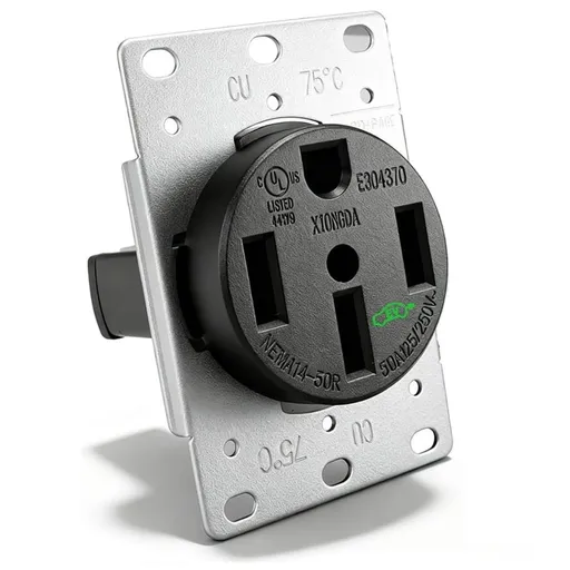 50 Amp EV Charger Outlet, 14-50R EV Charging Receptacle Heavy Duty, 3-Pole 4-Wire 125/250V Flush Receptacle