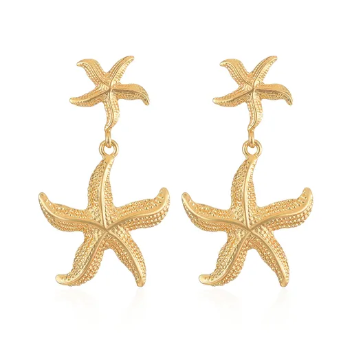 Gold Starfish Dangle Stud Earrings Statement Beach Drop Earrings Summer Jewelry Gifts for Women simple style