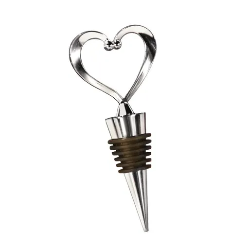 Wine Bottle Stopper, Decorative Beverage Cork Topper Saver, Metal with Reusable Rubber Plug, for Wedding Favors, Party