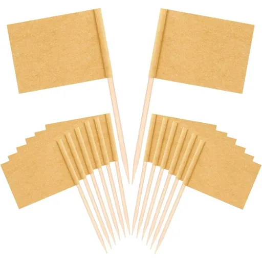 100 pcs Kraft Toothpick Flags, Brown Mini Food Labels Flags For Party Cupcake Decoration Fruit Salad Cheese Label