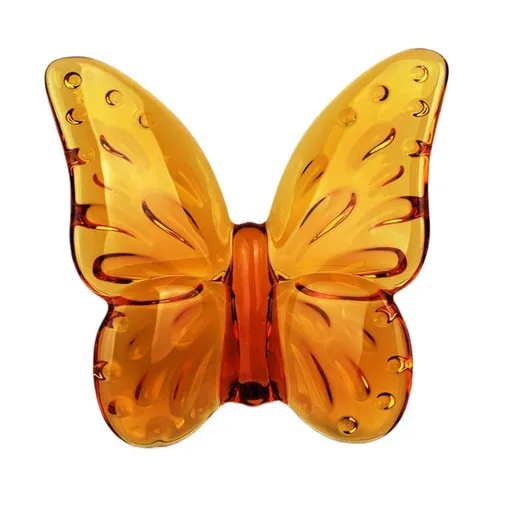 2pcs，Crystal Butterfly Figurine Collectibles, Crystal Glass Ornament Statue for Home Office Paperweight Table Decoration-Amber