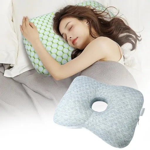 Ear Piercing Pillow for Side Sleepers with an Ear Hole for CNH and Ear Pain Ear Inflammation Pressure Sores, Washable and Adjustable Ear Guard Pillow - Gray - Size 15.35*11.02in