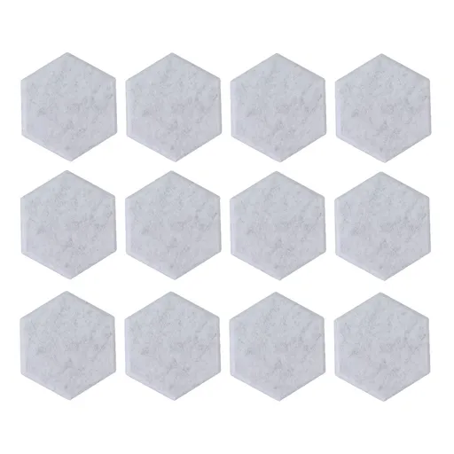 12PCS Hexagon Acoustic Panels High Density Sound Absorbing Panels Sound Proof Beveled Edge Wall Panels 14x12x7cm Silver Gray
