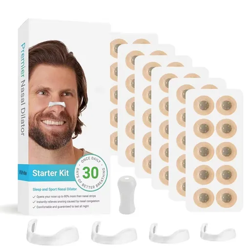 Round Magnetic Nose Clip Set: Anti-Snoring and Breathing-Enhancing Nose Patches—Breathing Aid for Sleep and Exercise—White