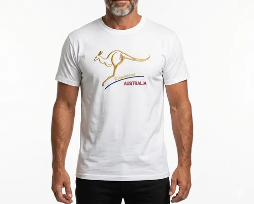 Adult Australian Kangaroo T Shirt Australia Day 100% Cotton Souvenir Tee Top - White