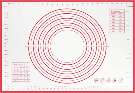 Non-stick rolling pin, 70×50cm silicone rolling pin, non-slip silicone baking mat, food plate, cake mat, cake mat, cake/pizza mat 70*50CM - red