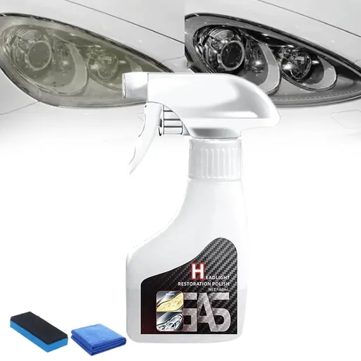 Headlight Rejuvenator, 180 Ml Headlight Restoration Polish, HeadlightRestoration Spray, LiquidHeadlight Renewal Repair Agent, Auto Lights Restorer with Towels