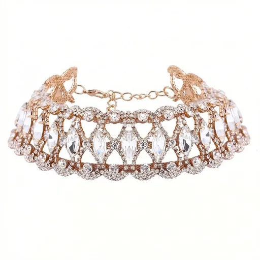 Luxury Hollow Flower Crystal Rhinestone Choker Collar Necklaces Women Gold Chain Necklace Wedding Jewelry for Party Gift