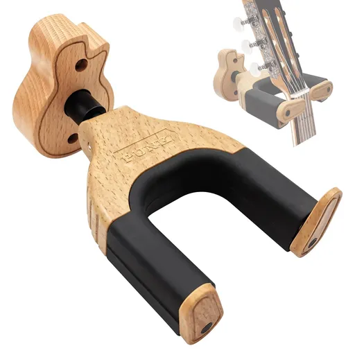 Guitar Wall Mount, Auto Lock Guitar Wall Hanger Guitar Holder Hard Wood Base in Guitar Shape Guitar Hook for for Acoustic