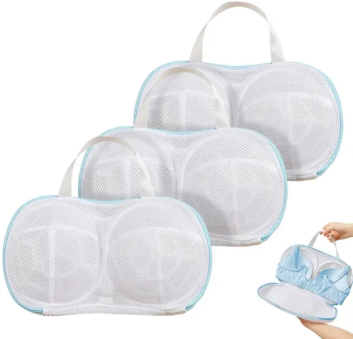 3 pieces - 20*34 cm - bra laundry bag - laundry bag - with plastic backing - mesh laundry bag - reusable - underwear laundry net for women - bra protector for washing machine - with zipper - for washing machine - household items - clothing protection