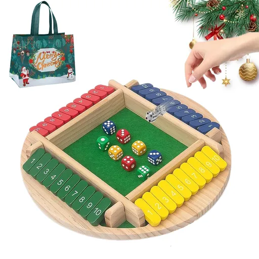 Shut The Box-Wooden Dice Board Game, Funny Family Shut The Box Game 2-4 Player, Board Games Gift for Family and Friends, Educational Table Math Games for Holiday, Party and Classroom(#B) 4playerc
