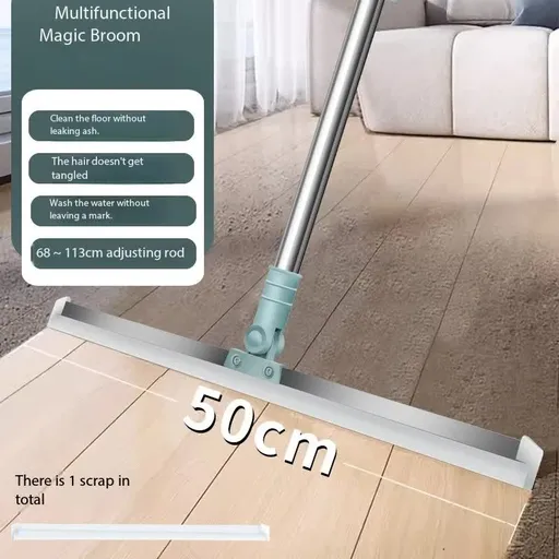 2 PCS Multi-Surface Silicone Squeegee Broom - Extendable & 180 degree Rotatable for Wet/Dry Cleaning(50cm)