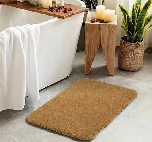 Plush Bathroom Mat Absorbent Bathroom Mat Non-Slip Bathroom Mat Soft Bathroom - Camel - Size 40-60cm