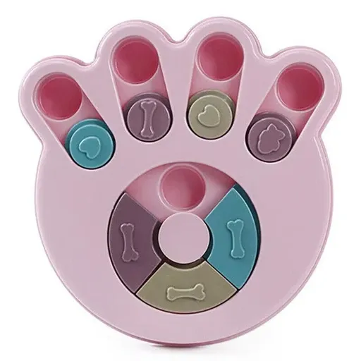 Dog Treat Dispenser Food Puzzle Toy Interactive Training Feeder Pet Supply Bowl - Claw-Pink