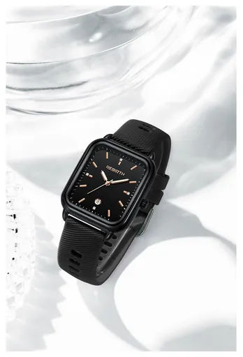Elegant Retro Preppy Style Women's Quartz Watch - Square Black Dial with Pink Silicone Strap, Zinc Alloy Case, Non-Rechargeable Battery/black
