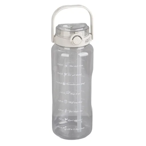 Large Water Bottle 2 Drinking Methods PC PP Material Clear Scale Portable Matte Large Water Jug with Straw for FitnessWhite 2000ml
