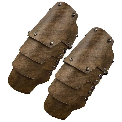 A pair Medieval Faux Leather 4 Layers Bracers Arm Armor, Middle Ages Mercenary Gauntlets, Costume Knight Archer Arm Guards
