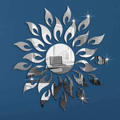 Sunflower Mirror Wall Stickers Decor, Round Acrylic DIY Self-Adhesive Wall Art Decals Miroir Mural Home Decorations for Living