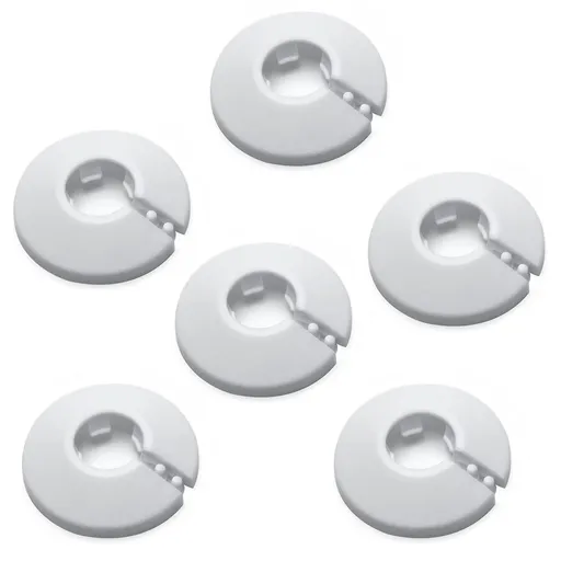 0.63" Outer Diameter Flange Water Pipe Cover Decoration White Pipe Cover Radiator PP Plastic 16mm Escutcheon Pipe Collar 6Pcs