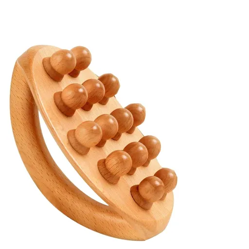 Solid Wood Meridian Massage Brush Full Body Manual Acupressure Tool Natural Wood Body Scrubber