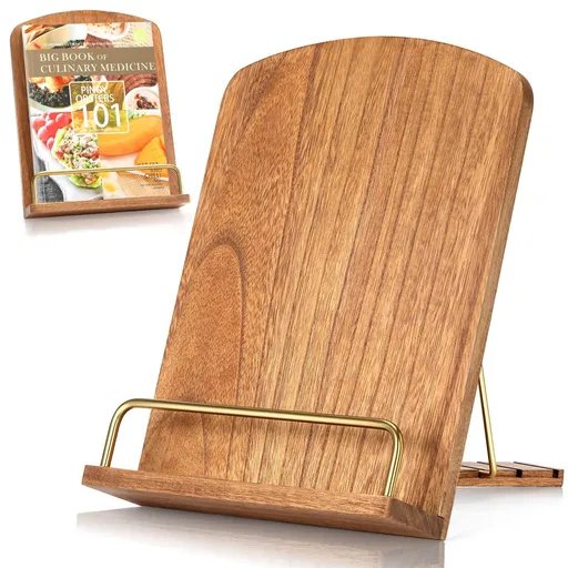 Beautiful Cookbook Stand for Your Kitchen Counter - Solid Wood Stand Easily Keeps Cook or Recipe Books Open for Convenient Cooking -