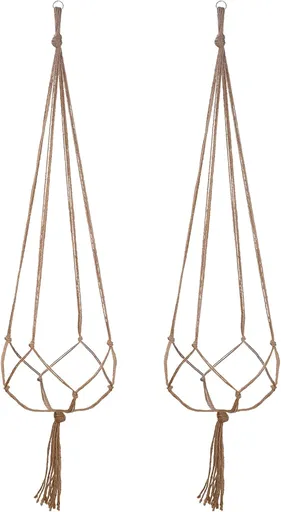 2 Pack 48 Inch Large Macrame Plant Hanger Rope to Hang Flower Pot Plant Holder for Indoor Outdoor Decorations, 4 Legs (Linen Color)