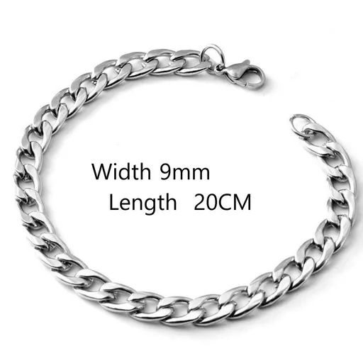 Trendy 9mm Wide NK Cuban Bracelet Men Women Minimalist Fashion Wristband 20CM Great Christmas Present